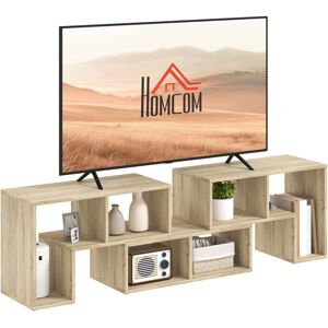 MHSTAR UK LTD HOMCOM TV Stand for TVs up to 75 Inches, Free Combination TV Unit with Storage Shelves, Extendable Entertainment Centre for Living Room, Grey Oak Wood
