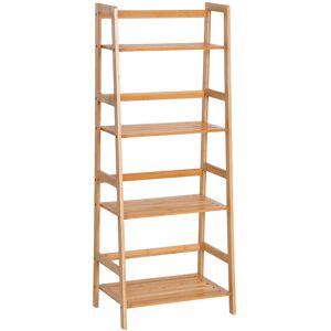 MHSTAR UK LTD HOMCOM 4-Tier Ladder Bookcase Utility Shelf DIY Plant Stand Holder Bamboo