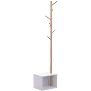MHSTAR UK LTD HOMCOM Coat Rack Storage Bench Hallway Tree Hat Hanger Entryway Bedroom Stand