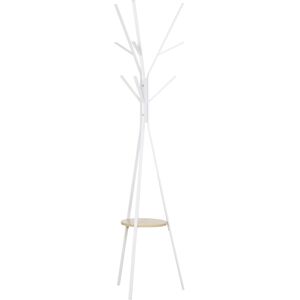 MHSTAR UK LTD HOMCOM 180cm Free Standing Coat Rack Metal Shelf Holder Stand Hat Hanger White