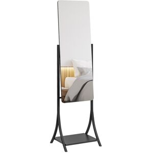 MHSTAR UK LTD HOMCOM Free Standing Full Length Mirror, 108 x 37cm Full Body Mirror with Adjustable Angle and Storage Shelf for Living Room, Bedroom, Hallway, Black