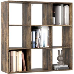 MHSTAR UK LTD HOMCOM 3 Tier Bookshelf, Modern Cube Bookcase with 9 Open Storage Compartments, Freestanding Display Storage Unit for Living Room, Bedroom, Study, Rus