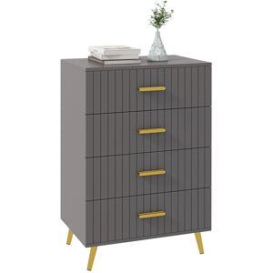 MHSTAR UK LTD HOMCOM Bedroom Chest of Drawers, Modern 4-Drawer Dresser, Storage Drawer Unit with Aluminium Legs, Dark Grey