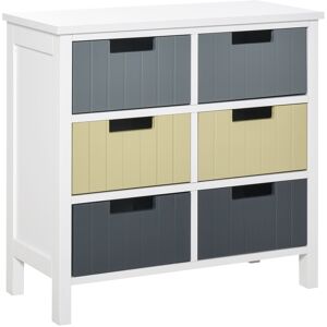 MHSTAR UK LTD HOMCOM 6 Drawer Storage Tower, Dresser Chest with Wood Top, Organizer Unit for Closets Bedroom Nursery Room Hallway