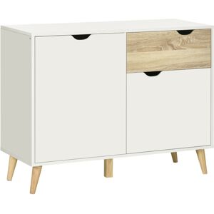 MHSTAR UK LTD HOMCOM Modern Sideboard Storage Cabinet, Free Standing Accent Cupboard with Drawer, 2 Doors for Bedroom, Living Room, Hallway, White