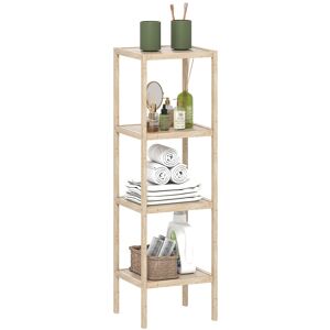 MHSTAR UK LTD HOMCOM 4-Tier Bamboo Bathroom Storage Shelves, Freestanding Storage Shelving Unit, Multifunctional Display Plants Stand Shelf Rack Organiser, Natural