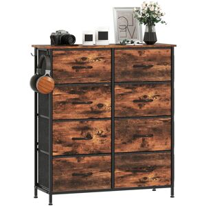 MHSTAR UK LTD HOMCOM Chest of Drawers, Double Dresser for Bedroom with 8 Fabric Drawers, Tall Storage Unit with 4 Pockets, 2 Hooks and Steel Frame for Living Room,