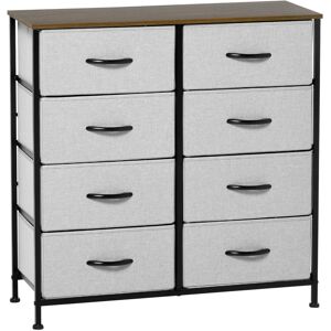 MHSTAR UK LTD HOMCOM 8 Drawer Fabric Chest of Drawers w/ Wooden Top for Closet Hallway Grey