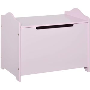 MHSTAR UK LTD HOMCOM Wooden Kids Toy Box Children Storage Organizer Chest Safety Hinge Playroom Furniture Pink