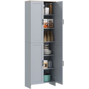 MHSTAR UK LTD HOMCOM Freestanding Kitchen Cupboard, 4-Door Storage Cabinet Organizer with Adjustable Shelves, 170cm, Grey