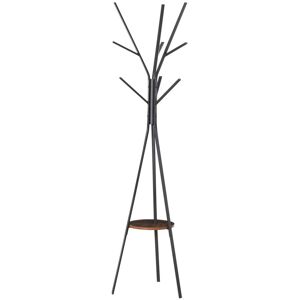 MHSTAR UK LTD HOMCOM 180cm Free Standing Coat Rack Metal Shelf Holder Stand Hat Hanger Brown