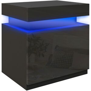 MHSTAR UK LTD HOMCOM High Gloss Front Bedside Table, Nightstand with RGB LED Light and 2 Drawers, Chest of Drawers for Bedroom, Living Room, Black