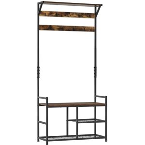 MHSTAR UK LTD HOMCOM Coat Rack Stand Shoe Storage Bench for Bedroom Living Room Entryway