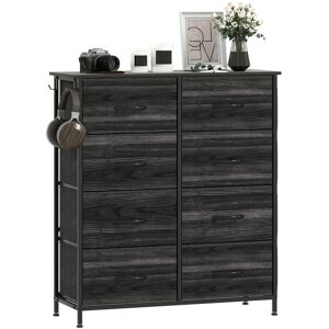 MHSTAR UK LTD HOMCOM Chest of Drawers, Double Dresser for Bedroom with 8 Fabric Drawers, Tall Storage Unit with 4 Pockets, 2 Hooks and Steel Frame for Living Room,