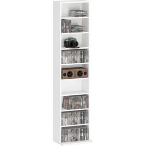 MHSTAR UK LTD HOMCOM 260 CD/120 DVD Storage Unit, Blu-ray Media Storage Shelf with 9 Compartments and 6 Adjustable Shelves, CD Tower for Living Room, Bedroom, Offic