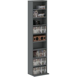 MHSTAR UK LTD HOMCOM 260 CD/120 DVD Storage Unit, Blu-ray Media Storage Shelf with 9 Compartments and 6 Adjustable Shelves, CD Tower for Living Room, Bedroom, Offic