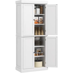 MHSTAR UK LTD HOMCOM Freestanding Kitchen Cupboard with 4 Doors, Modern Storage Cabinet Organizer with 6-Tier Shelving and 4 Adjustable Shelves, White