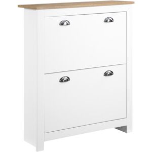 MHSTAR UK LTD HOMCOM 2 Drawer Shoe Cabinet Narrow Shoe Cupboard with Flip Doors White