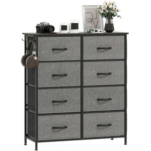 MHSTAR UK LTD HOMCOM Chest of Drawers, Double Dresser for Bedroom with 8 Fabric Drawers, Tall Storage Unit with 4 Pockets, 2 Hooks and Steel Frame for Living Room,