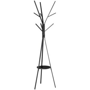 MHSTAR UK LTD HOMCOM 180cm Free Standing Coat Rack Metal Shelf Holder Stand Hat Hanger Black
