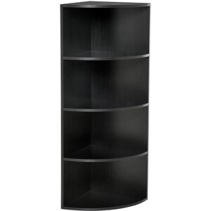 MHSTAR UK LTD HOMCOM 4 Tier Wood Corner Shelf Unit Freestanding Fan Bookshelf Plants Stand