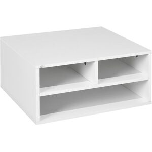 MHSTAR UK LTD HOMCOM Desktop Printer Stand with Storage, 2-Tier Desk Organizer with 3 Open Compartments for Home Office, White