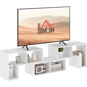 MHSTAR UK LTD HOMCOM TV Stand for TVs up to 75 Inches, Free Combination TV Unit with Storage Shelves, Extendable Entertainment Centre for Living Room, White Wood Gr