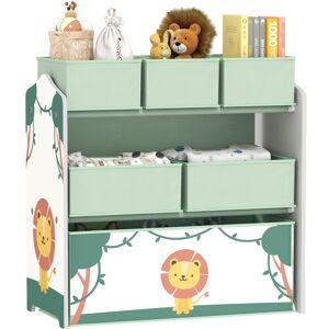 MHSTAR UK LTD AIYAPLAY Kids Toy Storage Units, 3-Tier Toy Organiser Shelf with 6 Removable Fabric Boxes for Kids, Boys, Girls, Bedroom, Playroom, Nursery, Green
