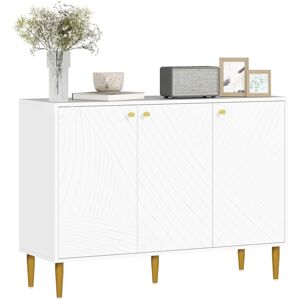 MHSTAR UK LTD HOMCOM Sideboard, Modern Storage Cabinet with Carved Line Doors, Cupboard and Adjustable Shelves for Living Room, Dining Room, Hallway, White