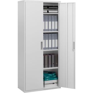 MHSTAR UK LTD HOMCOM 5-Tier Office Storage Cupboard, Metal Cabinet with 2 Doors and 4 Adjustable Shelves, Lockable File Cabinet for Home Office, Garage, White