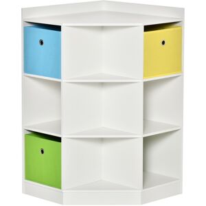 MHSTAR UK LTD HOMCOM Kids Bookcase, 3 Tier Toy Organiser Storage Unit BookShelf with 3 Non-woven Fabric Drawers, Anti-tip Device, for Bedroom, Children's Room, Play