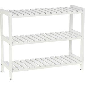 MHSTAR UK LTD HOMCOM 3-Tier Shoe Rack Wood Frame Slatted Shelves Open Hygienic Storage 57x70cm