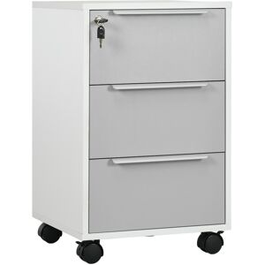 MHSTAR UK LTD HOMCOM 3-Drawer Locking File Cabinet Mobile Chest of Drawers Side Table on Wheels for Home Office, Bedroom and Living room