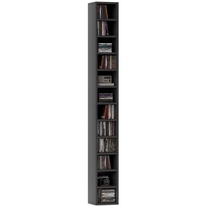 MHSTAR UK LTD HOMCOM 204 CD Storage Unit, DVD Storage Tower with 12 Cubes, 175cm Tall Bookcase for Living Room, Home Office, Study Room, Black