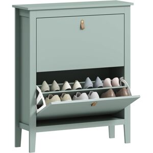 MHSTAR UK LTD HOMCOM 2 Drawer Shoe Cabinet with Flip Doors, Narrow Shoe Storage Cabinet with Removable and Adjustable Shelves, 14 Pairs Footwear Cupboard for Hallwa