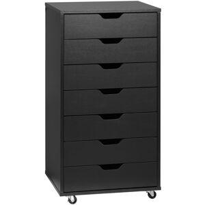 MHSTAR UK LTD Vinsetto Vertical Filing Cabinet, 7-drawer File Cabinet, Mobile Office Cabinet on Wheels for Study, Home Office, Black