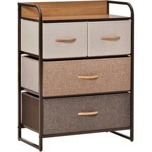 MHSTAR UK LTD HOMCOM Closet Dresser, Dresser Tower With 4 Easy Pull Fabric Drawer Steel Frame