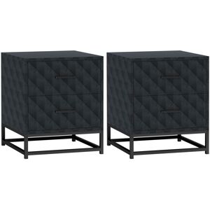 MHSTAR UK LTD HOMCOM Bedside Tables Set of 2, Modern Bedside Table Nightstand with 2 Drawers, Bedside Cabinet Sofa Side Table with Storage, Steel Legs for Bedroom,