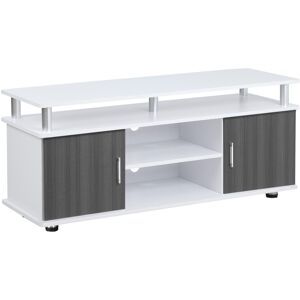 MHSTAR UK LTD HOMCOM TV Cabinet Unit for TVs up to 50'' with Storage Shelf and Cupboards, Living Room Entertainment Center Media Console, Grey and White