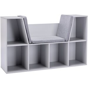 MHSTAR UK LTD HOMCOM Kids Bookcase Shelf Storage Cabinet Unit, Living Room Sideboard w/ Six Compartments for Toys, Books - Grey