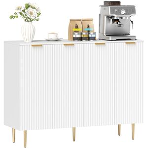 MHSTAR UK LTD HOMCOM Sideboard Buffet Cabinet, Modern Kitchen Storage Cabinet with Adjustable Shelves, Kitchen Sideboard with Metal Legs for Living Room Hallway, Wh