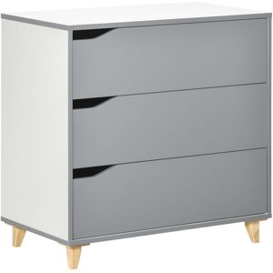 MHSTAR UK LTD HOMCOM Chest of Drawers, 3 Drawer Unit Storage Organiser for Bedroom, Grey