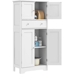 MHSTAR UK LTD HOMCOM Kitchen Cupboard, Modern Freestanding Kitchen Storage Cabinet with Doors and Shelves, Kitchen Cabinet with Drawer and Adjustable Shelf, White
