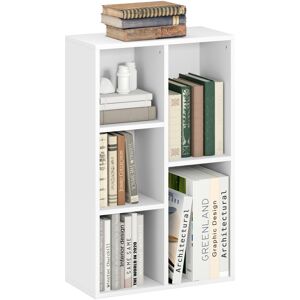 MHSTAR UK LTD HOMCOM 2 Tier Bookshelf, Modern Cube Bookcase with 5 Open Storage Compartments, Freestanding Display Storage Unit for Living Room, Bedroom, Study, Whi