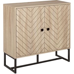 MHSTAR UK LTD HOMCOM Modern Storage Cabinet with Chevron Doors and Metal Base, Freestanding Sideboard with Adjustable Shelf for Living Room, Natural