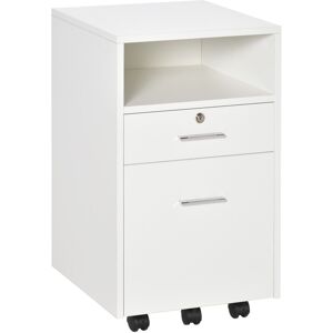 MHSTAR UK LTD Vinsetto Mobile File Cabinet Lockable Storage Unit Cupboard Home Filing Furniture for Office, Bedroom and Living Room, 39x40x65cm, White