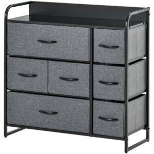 MHSTAR UK LTD HOMCOM Chest of Drawers with 7 Foldable Drawers, 3-Tier Fabric Bedroom Dresser, Clothes Storage Unit for Bedroom, Living Room, Grey