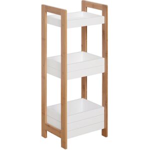 MHSTAR UK LTD HOMCOM 3-Tier Bathroom Rack Storage Shelf Bamboo Organiser Shower Tower for Narrow Place