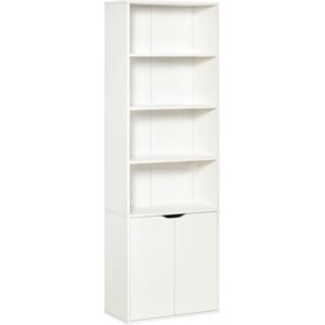 MHSTAR UK LTD HOMCOM 2 Door 4 Shelves Bookcase Wooden Storage Cabinet Display Unit White