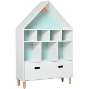 MHSTAR UK LTD HOMCOM Kids Wooden Bookshelf Chest and Toy Storage Unit w/ Drawer, Children's Bookcase Organizer Cabinet Blue/Pink
